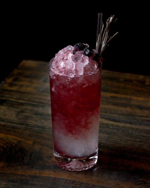 The late, great Dick Bradsell’s Bramble cocktail with an herbaceous flare of rosemary