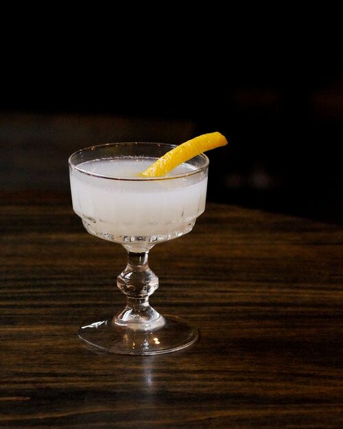 A delicate gin-forward sour made with almond syrup and fresh lemon — like sunshine on a cloudy day!